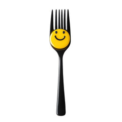 Smiling Black Fork on White on transparent background.