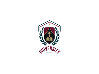 University Education Logo Vector Template. Education Badge Logo Stock Illustration Design With Book and Candle