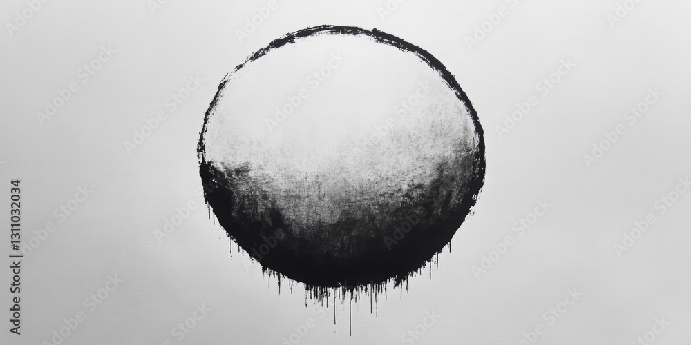 Poster abstract circle in ink: a mesmerizing abstract artwork featuring a sphere rendered with textured ink