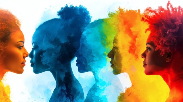 HR specialist analyzing neurodiversity hiring strategies, blended with abstract thinking illustrations, inclusive recruitment, double exposure, copy space