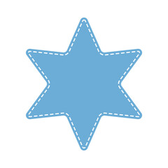 Vibrant Blue Star Stitched Design in Simple Outline