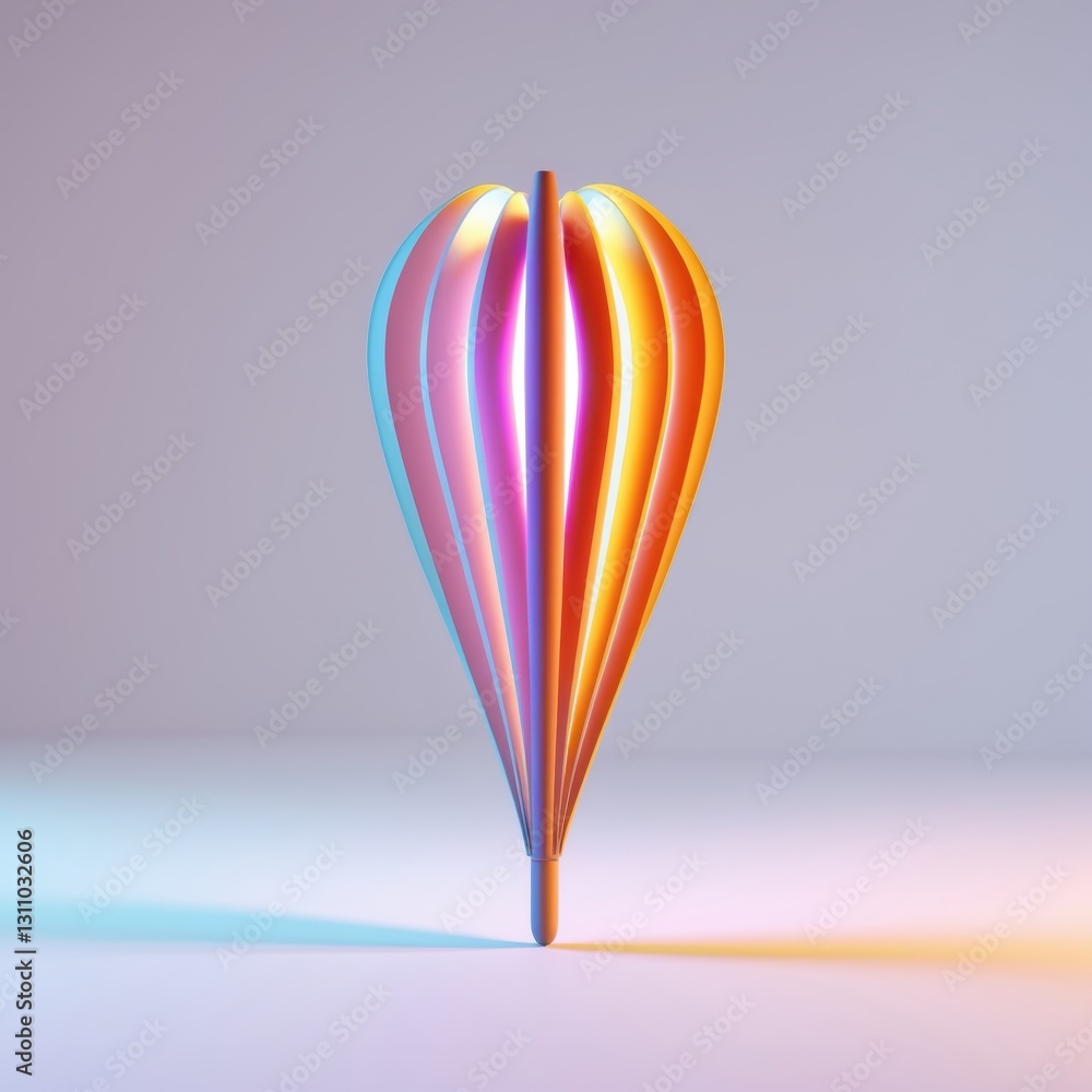 Poster abstract 3d render of colorful geometric sculpture with gradient lighting