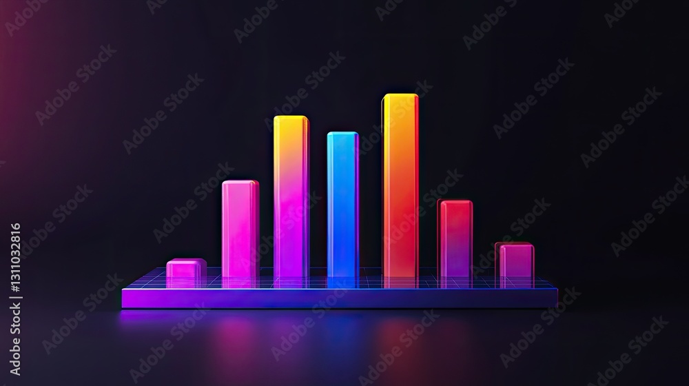Poster a simple bar chart with a sleek, clean design, with rising bars and room around the graph for custom