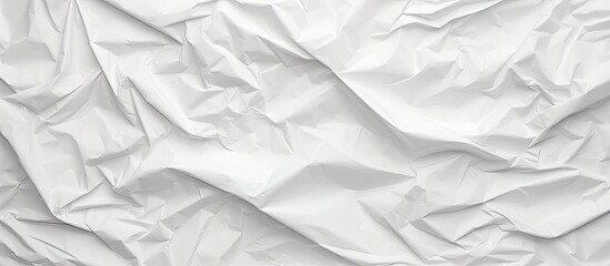 Obraz premium Crumpled white paper texture close-up top view featuring dense folds and soft shadows creating an elegant backdrop for copy space
