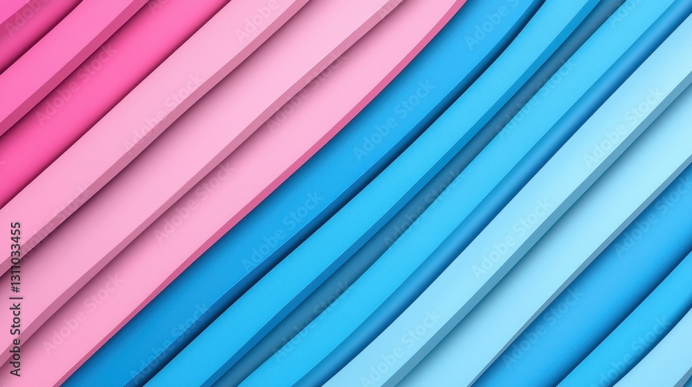 Poster Elegant Curved Lines in Pink and Blue Gradient Pattern Design
