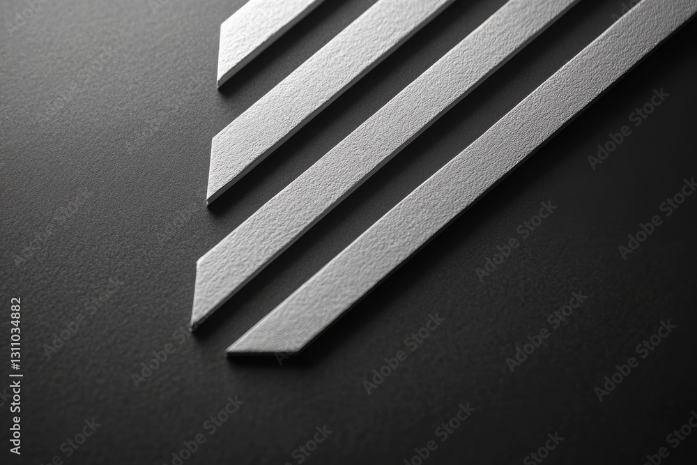 Poster metallic lines abstract: a close-up of striking metallic lines on a dark surface, with subtle gradie
