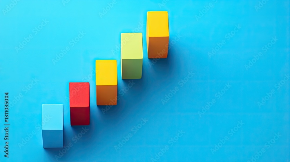 Poster a top-down shot of a market growth bar chart, with plenty of empty space to add branding or data.