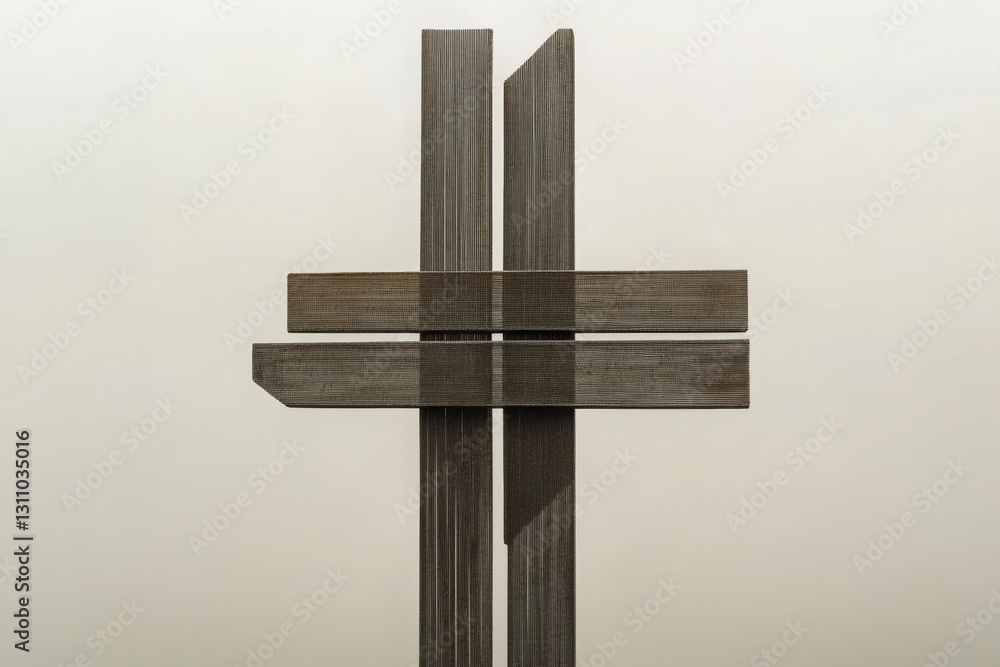 Poster abstract architectural sculpture: an abstract sculpture features intersecting lines of metal element