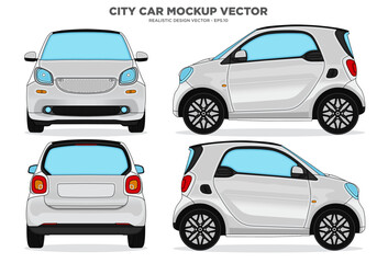 Smart Car Vector - Electric Car mockup for car branding on White background