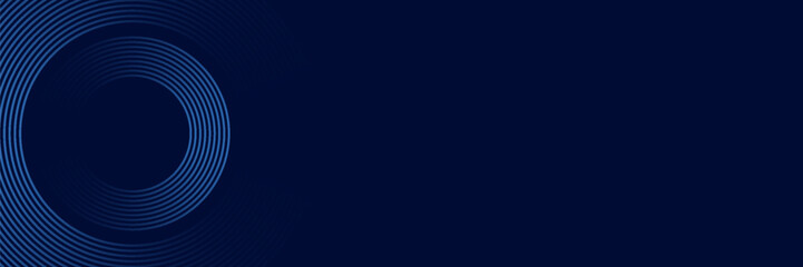 Abstract blue geometric lines glowing on dark blue background. Modern shiny blue circle lines pattern. Futuristic technology concept. Suitable for cover, poster, banner eps 10.