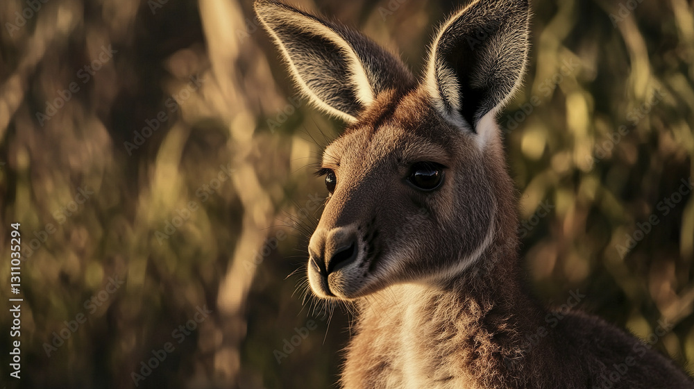 Aufkleber close up of kangaroo with sharp whiskers in soft light