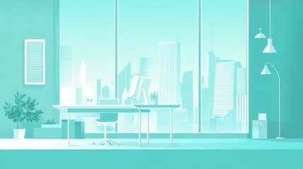Naklejka premium Modern office interior with city view (24)