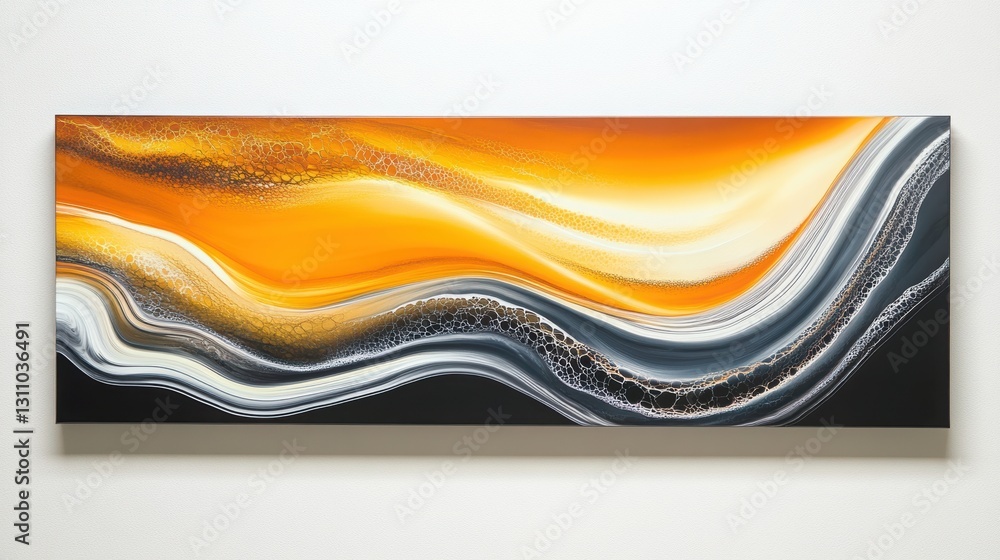 Poster flowing abstract: an exquisite abstract artwork showcases the dynamic interplay of fluid forms, evok