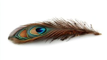 Obraz premium 99.Clothing and home decoration. Peacock feather on white background