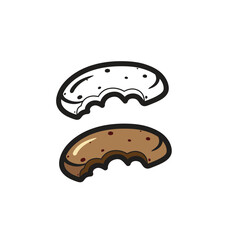 Chocokate cookies With illustration style doodle and line art, Cookie icon vector isolated on white background, logo concept of Cookie sign template, filled black symbol