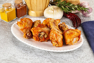 Raw marinated chicken drumstick for cooking