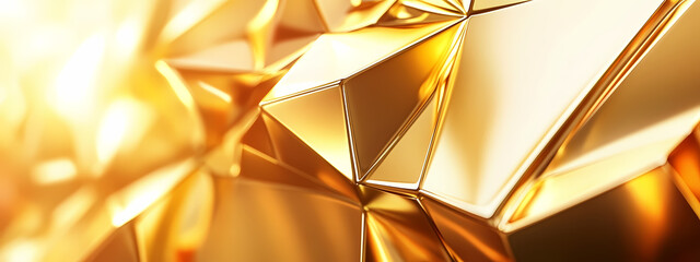 Abstract Polygonal Gold Design with Light Reflection