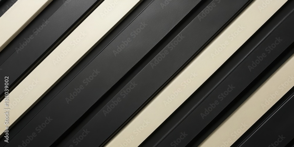 Poster geometric harmony: an abstract composition of diagonal stripes in contrasting black and beige hues. 