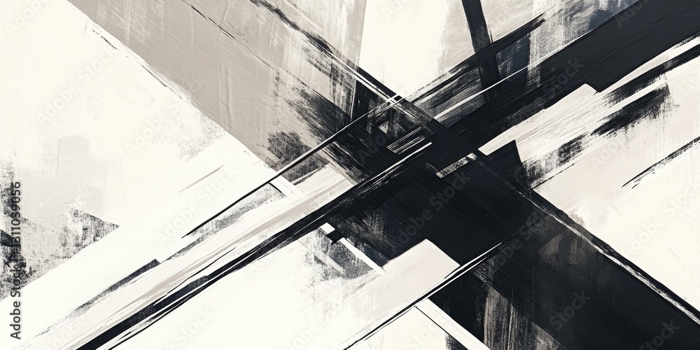 Poster abstract composition: a dynamic abstract composition featuring intersecting lines and shapes, creati