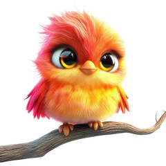 Fototapeta premium 3D Cartoon Phoenix Chick Glowing on transparent background.