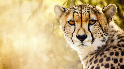Obraz premium Close up of regal cheetah face with intense gaze