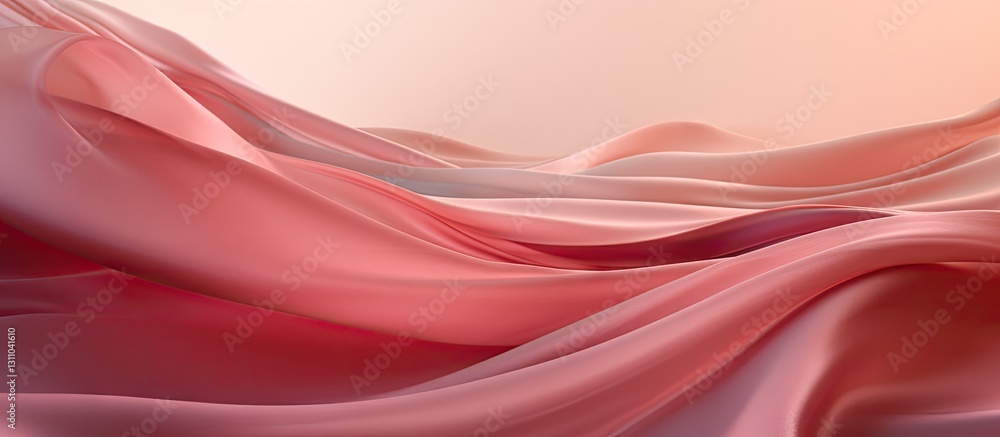 Leinwandbilder soft flowing waves of translucent pink and white fabric create a serene background with ample copy s