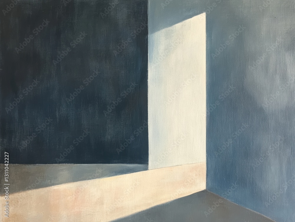 Poster abstract geometry: an abstract painting featuring a play of light and shadow on geometric shapes, cr