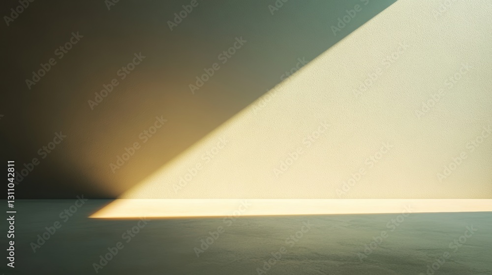 Poster solitary light: a dramatic display of light and shadow, a ray of sunshine pierces through an unseen 