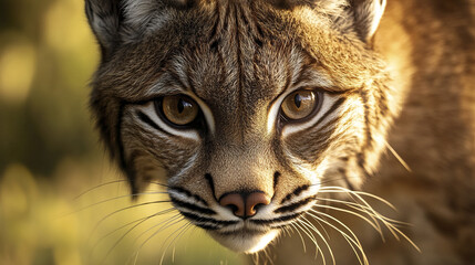 Obraz premium Close up of regal Iberian lynx face with intense gaze