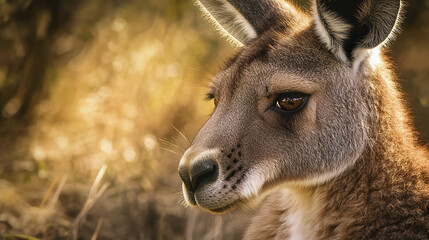 Obraz premium Close up of kangaroo face with intricate fur detail