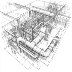 Fototapeta premium A blueprint detailing the electrical wiring of a multi-story building