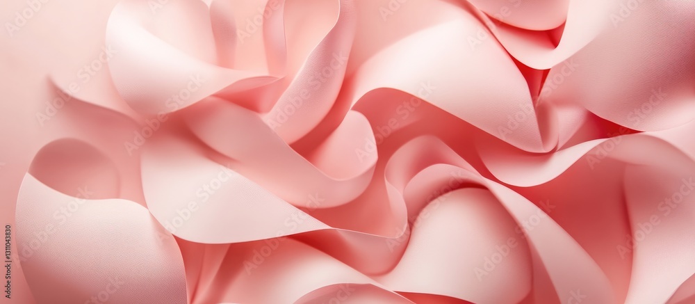 Poster soft pink silk fabric elegantly draped with flowing folds and gentle curves creating a dreamy textur