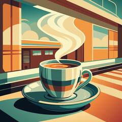 Retro coffee cup symbols