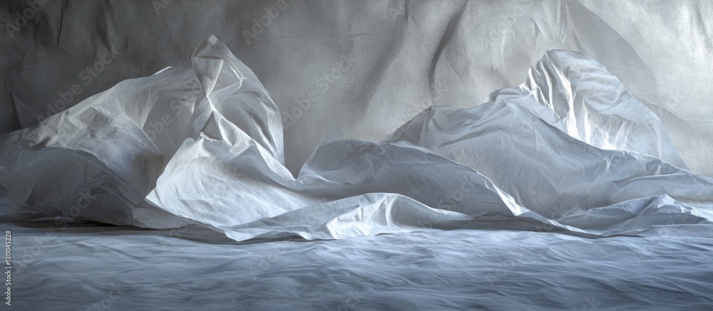 Aufkleber white textured rice paper background with smooth, flowing folds creating a soft, elegant landscape e
