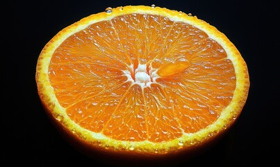 Close-up Orange Slice Dark Background