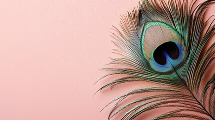 Obraz premium Peacock Feather Pink Background Elegant Design Nature Luxury