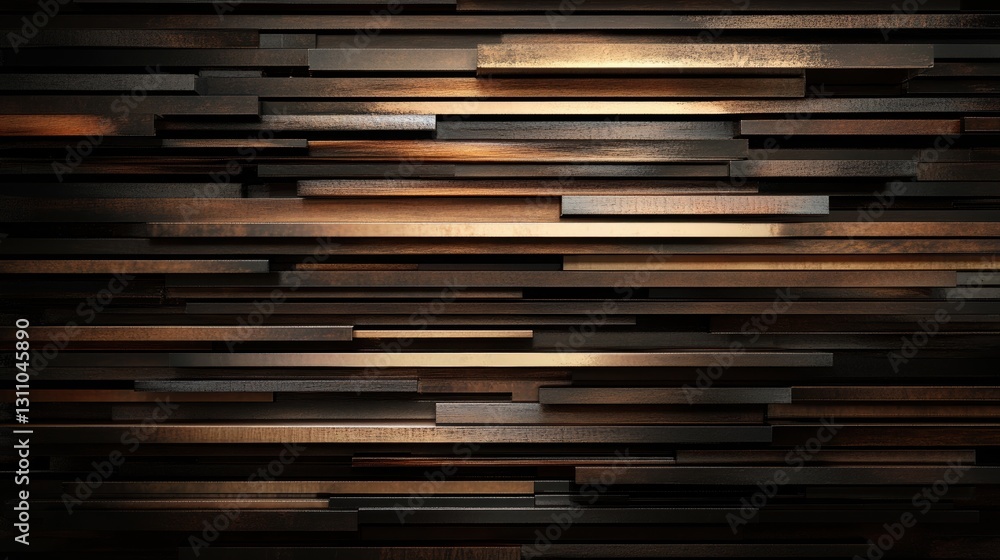 Poster elegance in lines: the wall is made up of detailed wooden planks arranged in a seamless pattern, ill