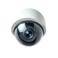 Modern Security Camera Lens Close Up on transparent background.