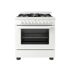 Modern White Stove Shiny Burners on transparent background.