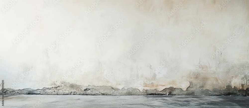 Poster old weathered wall with peeling paint displaying shades of gray and off-white, emphasizing surface i