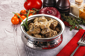 Beef liver with cream sauce