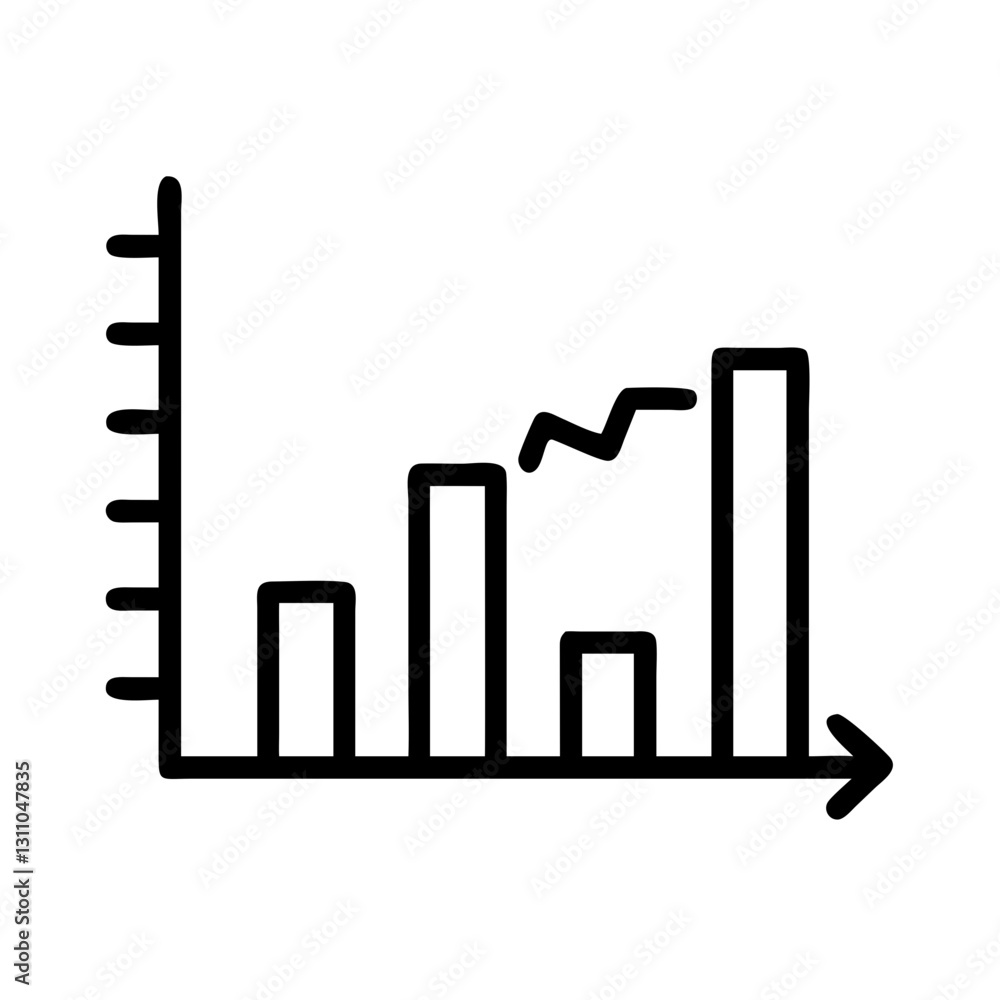 Poster minimalistic bar chart depicting growth trend in black and white for data analysis and reporting