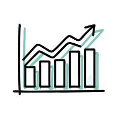 Hand-Drawn Growth Chart Icon for Business Analytics, Finance, and Market Research