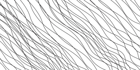hand draw Curve wave seamless pattern. Thin line wavy abstract vector background. Curve wave seamless pattern. Line art striped