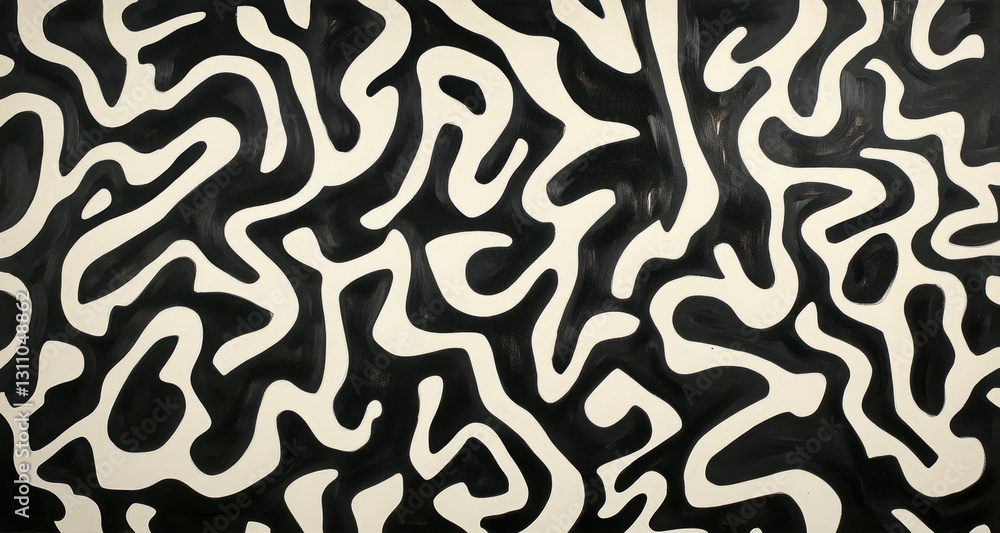 Poster abstract monochrome pattern: a captivating black and white abstract pattern of flowing, organic shap