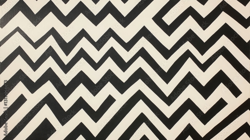 Poster geometric abstraction: a striking pattern of black zigzags forms a dynamic and visually captivating 
