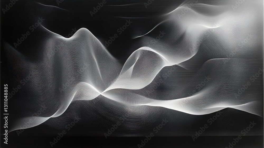 Poster abstract waves of light: a mesmerizing display of flowing, luminous lines and shapes in varying shad