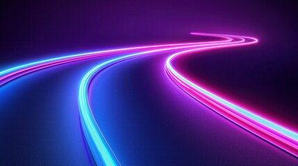 Vibrant LED Neon Lights Curving on Dark Background for Creative Use