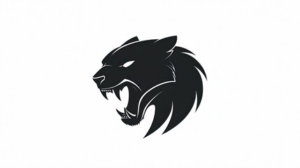 Roaring panther head logo, white background, graphic design