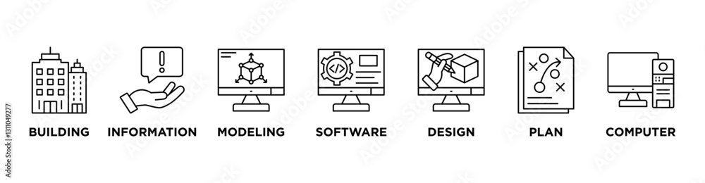 Wall mural bim banner web icon vector illustration concept for building information modeling with icon of build